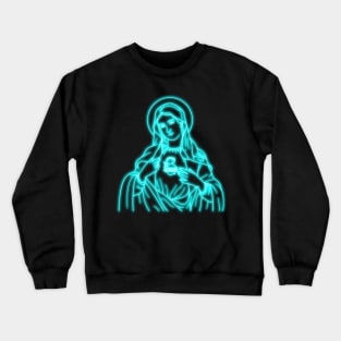 Light Blue Neon Virgin Mary Crewneck Sweatshirt